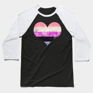 Genderfluid Pride Heart - Watercolor Baseball T-Shirt